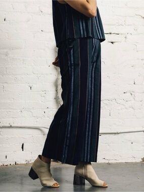 Ace & Jig Derby Pants in “Major”  Navy, Blue and Black Vertical-Stripe
